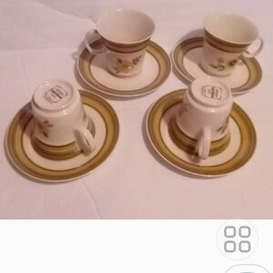 Noritake Cream and Olive Green Demitasse Cup & Saucer Set - 4 Pieces